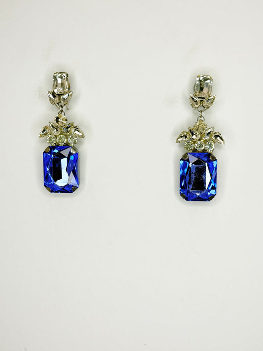 Light Blue & Clear Earrings - Small Cocktail Size