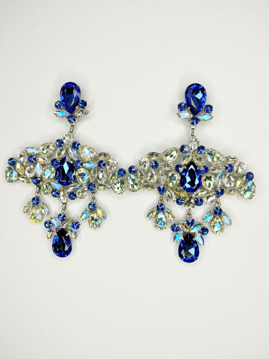 Light Blue & Moonlight Earrings - XL Large Size