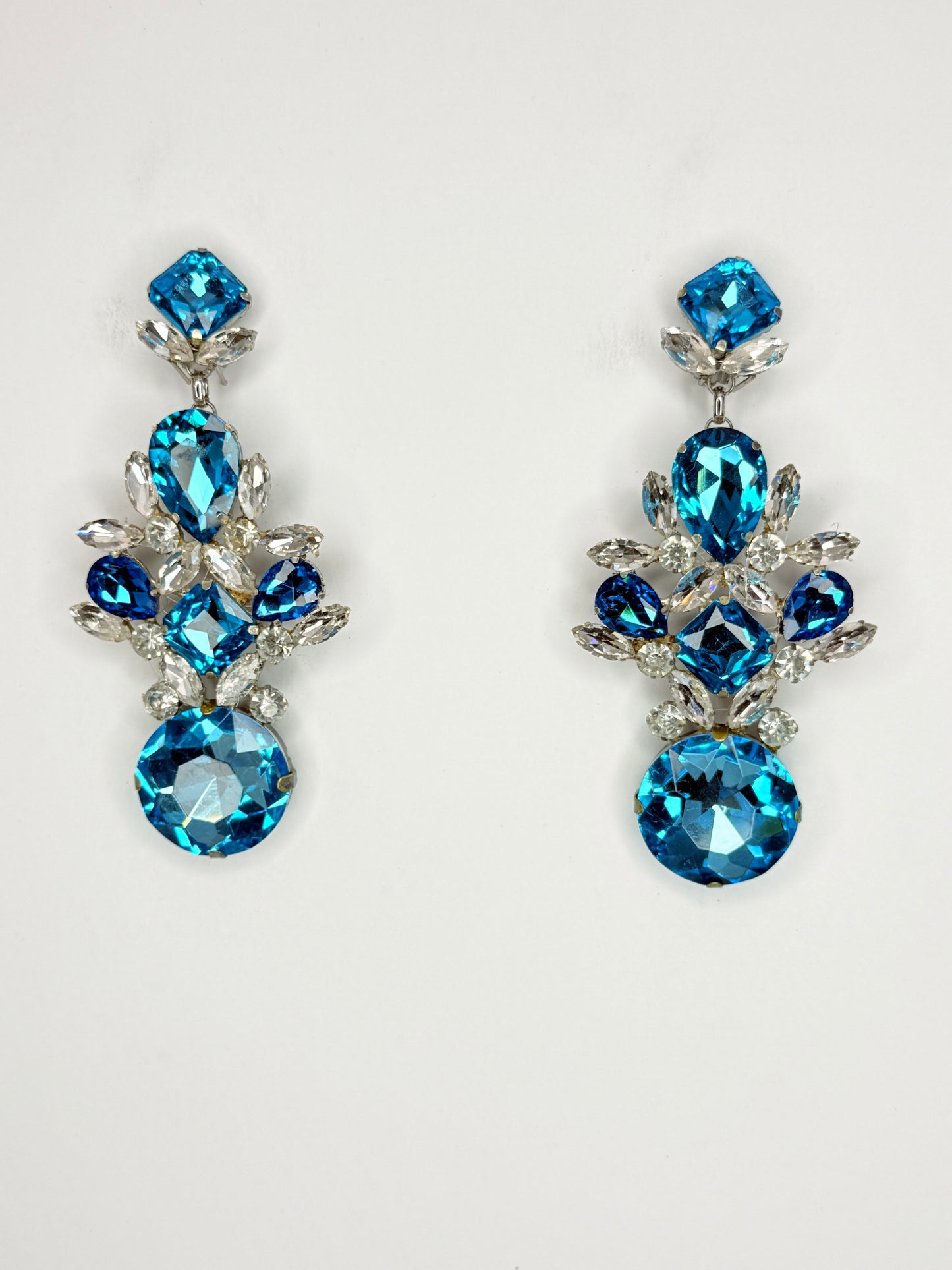 Aqua & Clear Earrings - Large Size