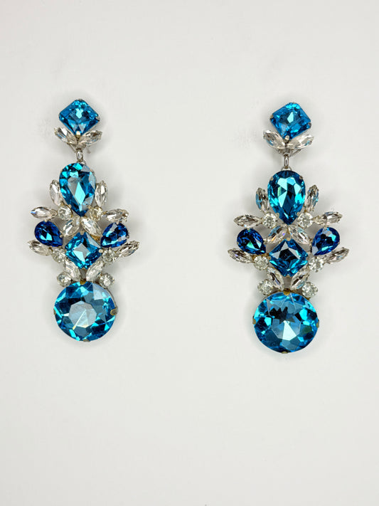 Aqua & Clear Earrings - Large Size