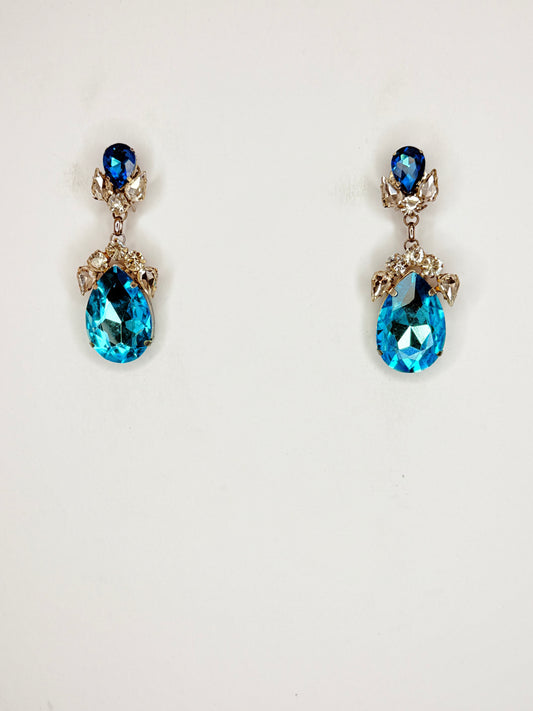 Aqua & Clear Earrings - Small Cocktail Size