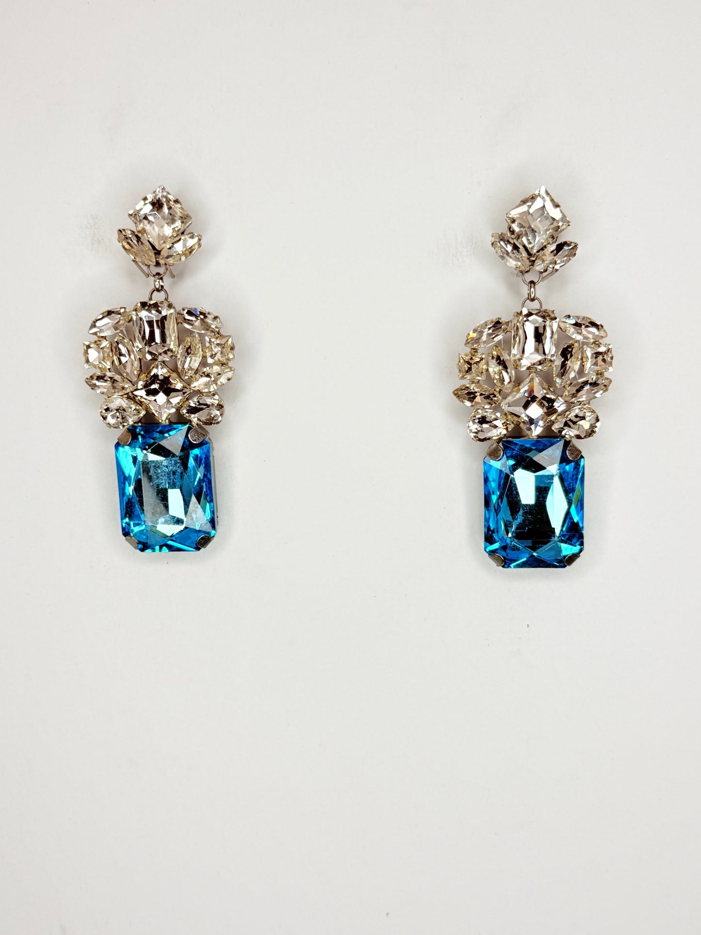Aqua & Clear Earrings - Medium Size