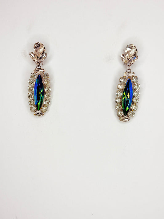 Aqua AB & Clear Earrings - Small Cocktail Size