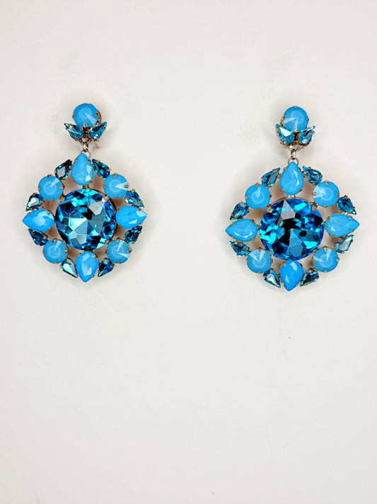 Aqua & Mocha Earrings - Medium Size