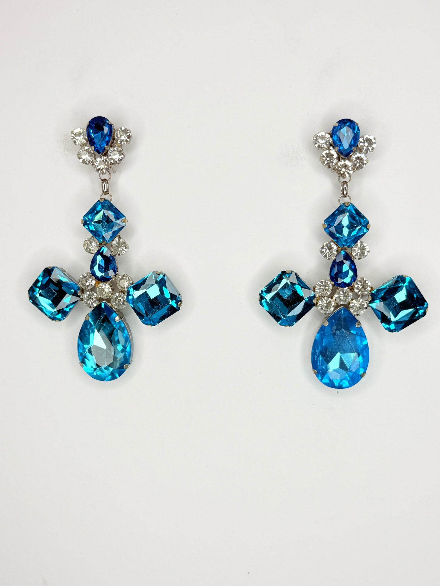 Aqua & Clear Earrings - Medium Size