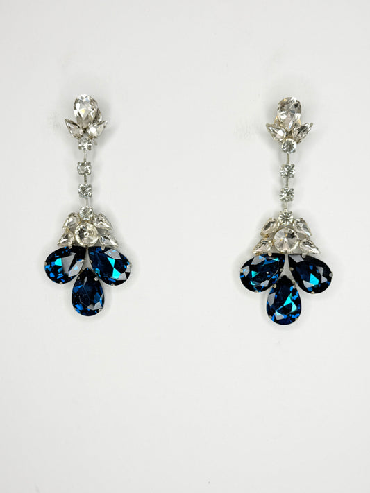 Blue Zircon & Clear Earrings - Medium Size