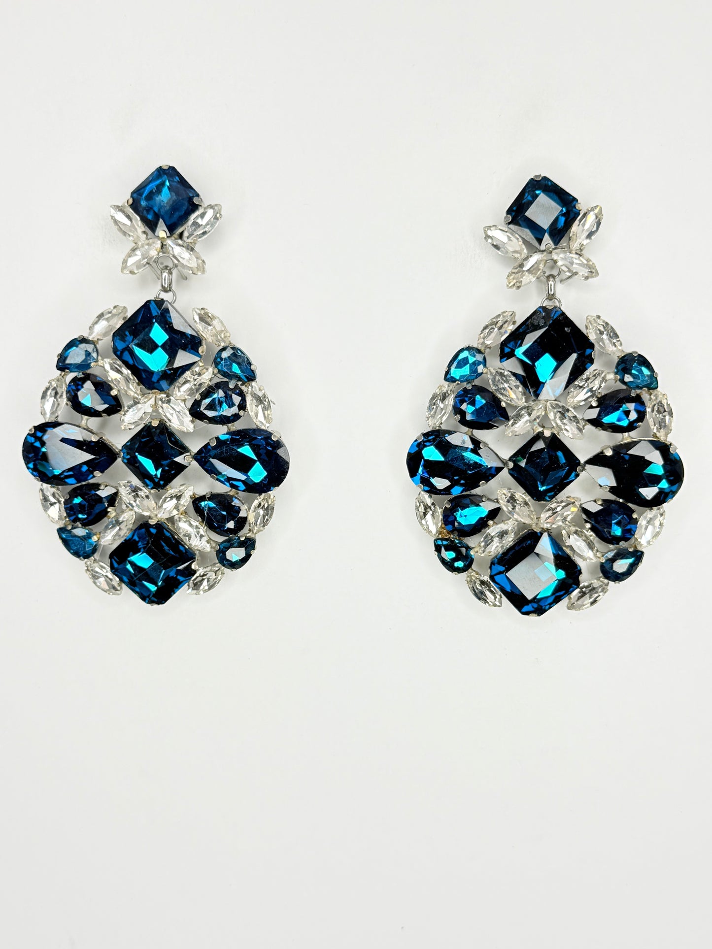 Blue Zircon & Clear Earrings - Large Size