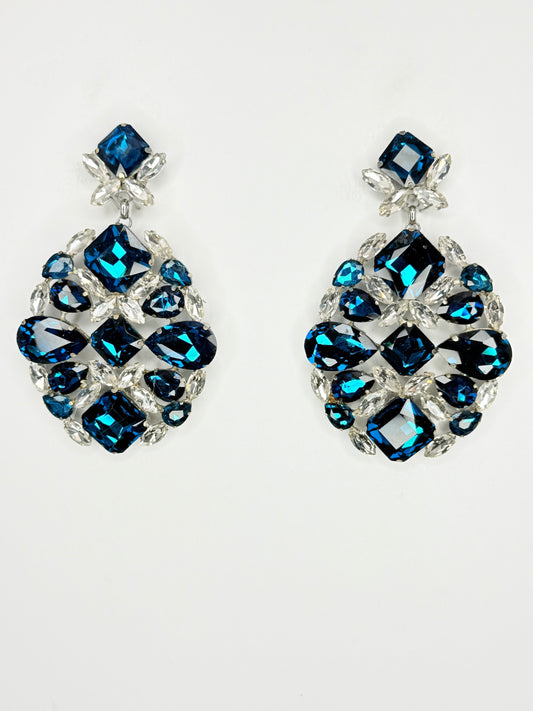 Blue Zircon & Clear Earrings - Large Size
