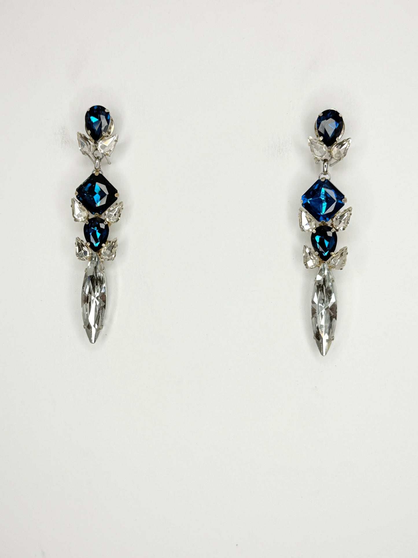 Blue Zircon & Clear Earrings - Medium Size