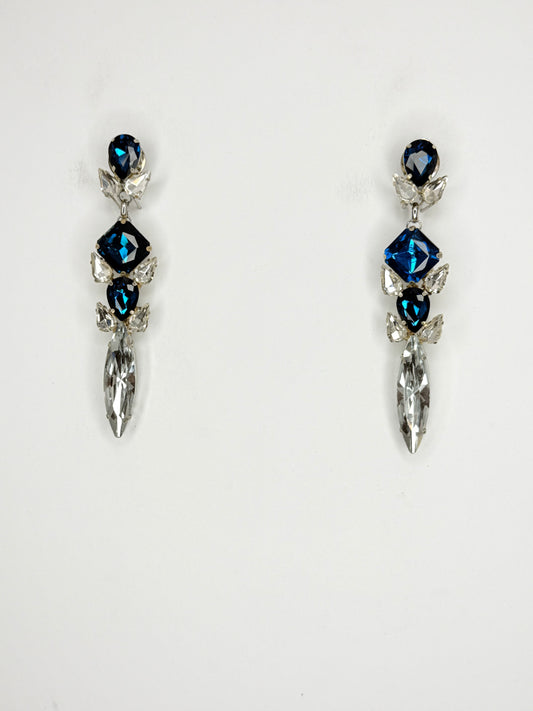 Blue Zircon & Clear Earrings - Medium Size