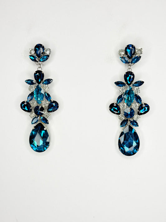 Blue Zircon & Clear Earrings - Large Size