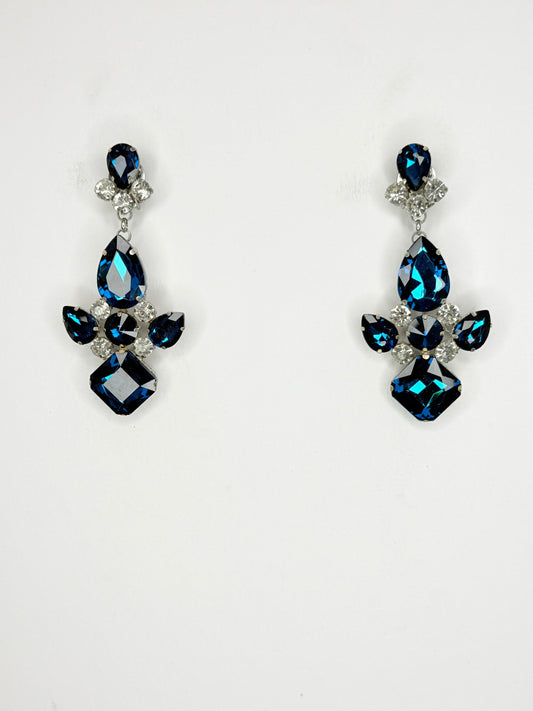 Blue Zircon & Clear Earrings - Small - Medium Size