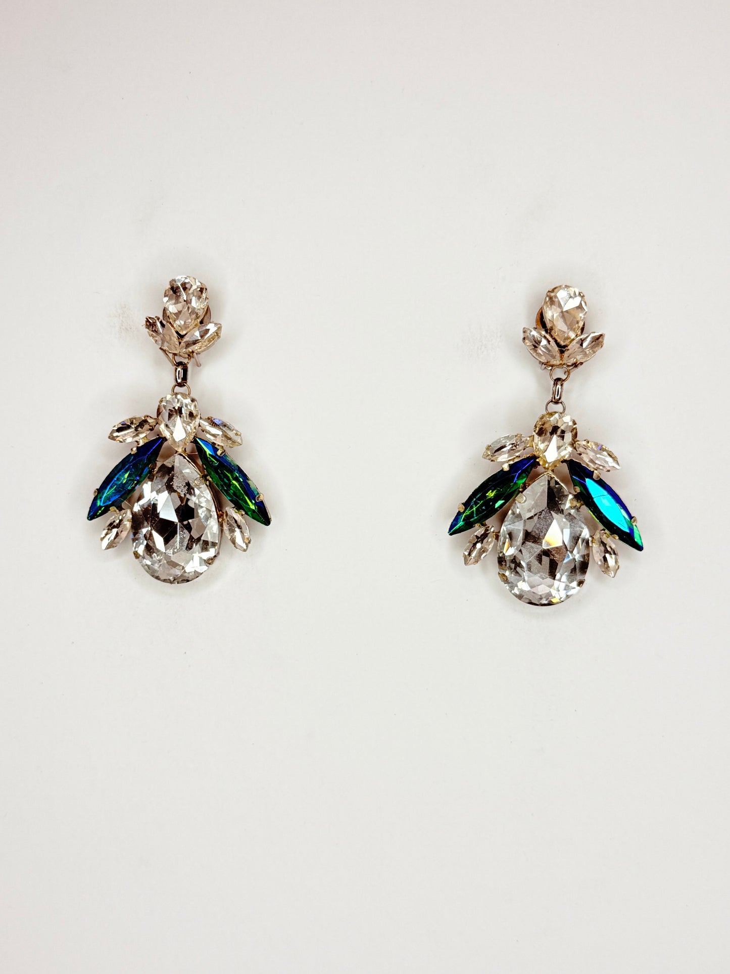 Blue Zircon AB & Clear Earrings - Medium Size