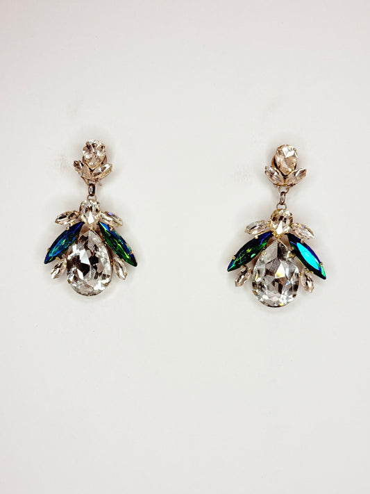 Blue Zircon AB & Clear Earrings - Medium Size