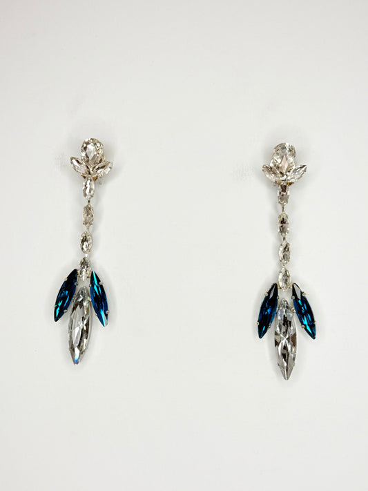 Blue Zircon AB & Clear Earrings - Medium Size