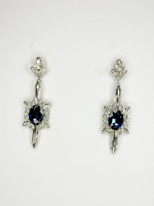 Midnight Blue & Clear Earrings - Medium Size