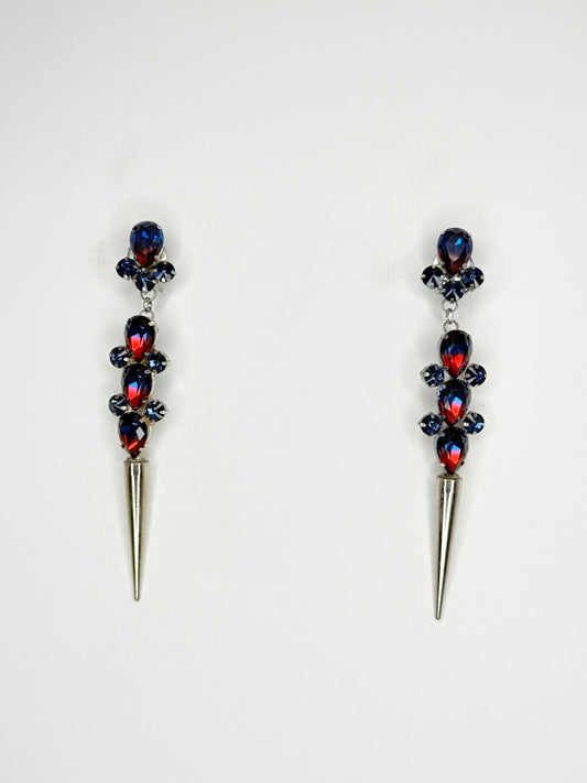 Midnight Blue & Red Spike Earrings - Medium Size