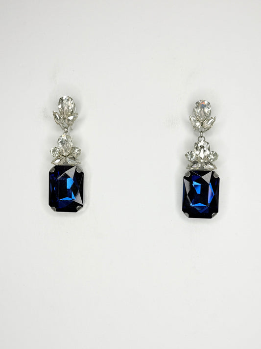 Midnight Blue & Clear Earrings - Small Cocktail Size