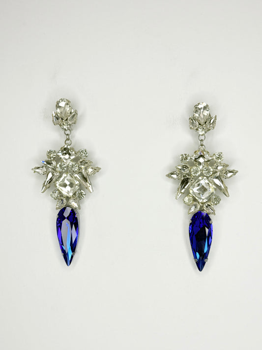 Cobalt Stiletto & Clear Earrings - Large Size