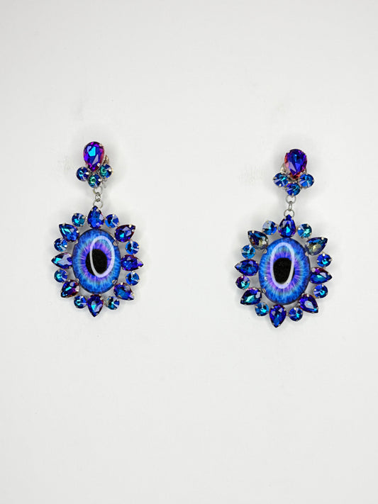 Cobalt Eyeball Earrings - Medium Size
