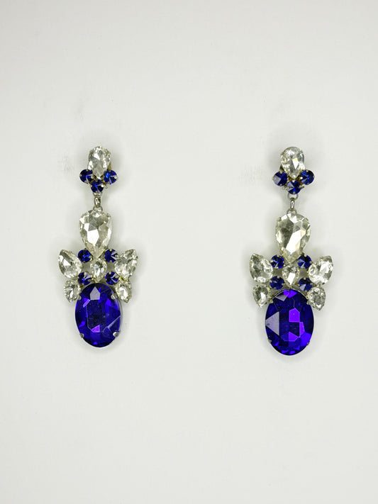 Cobalt & Clear Earrings - Small Cocktail Size