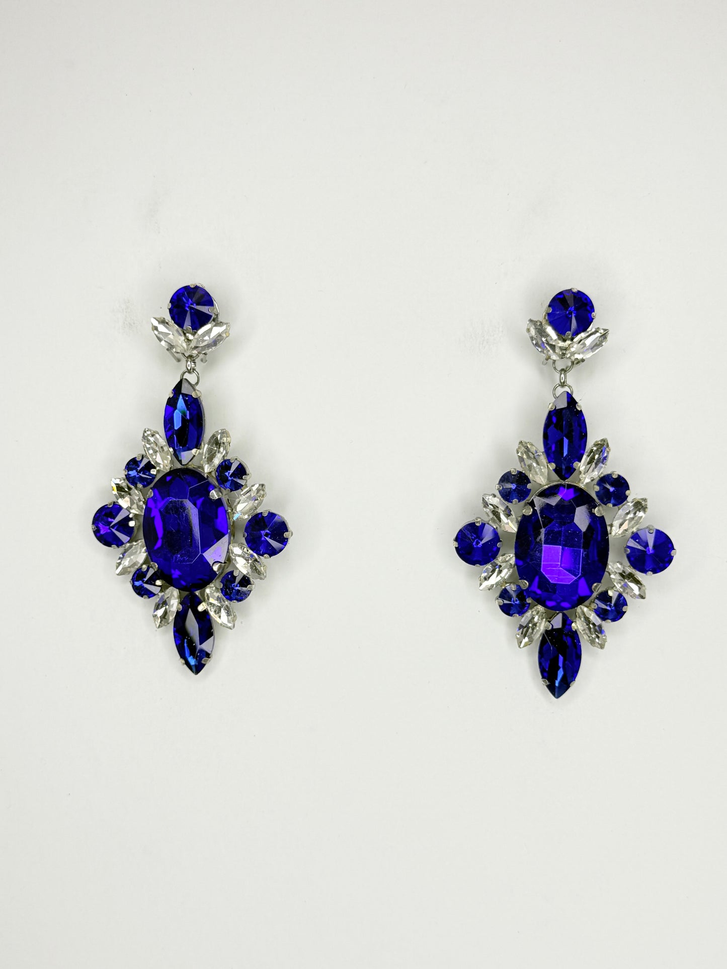 Cobalt & Clear Earrings - Medium Size