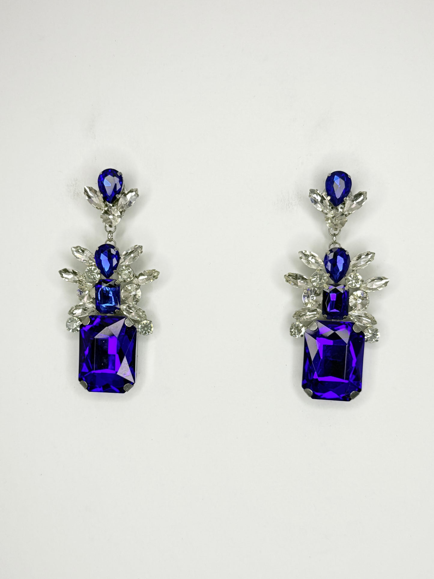 Cobalt & Clear Earrings - Medium Size