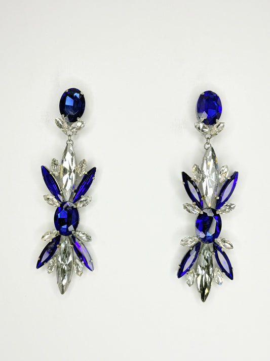 Cobalt & Clear Earrings - Large Size
