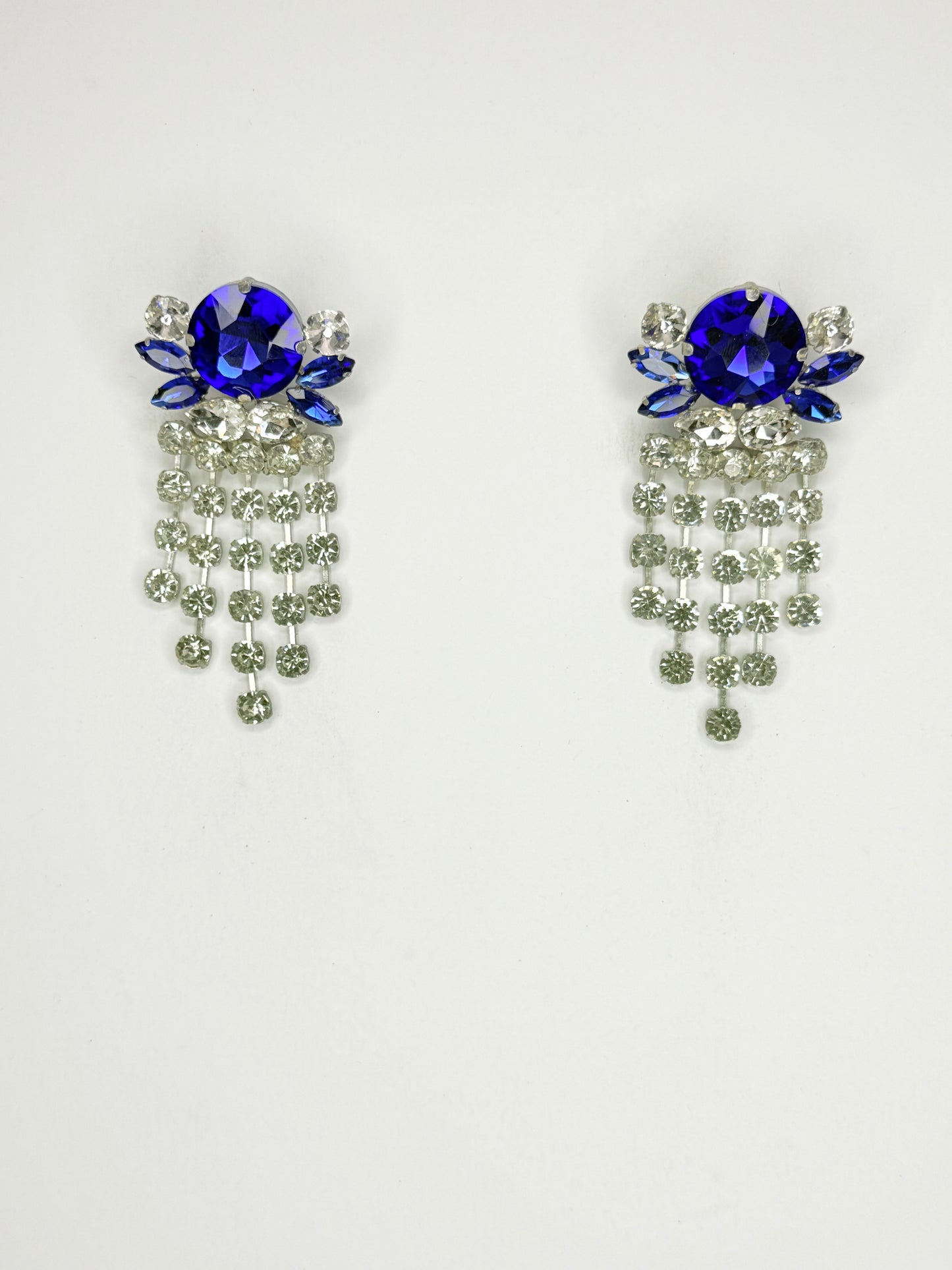 Cobalt & Clear Earrings - Medium - Large Size