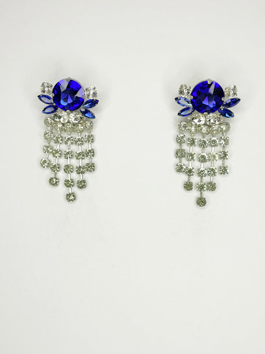 Cobalt & Clear Earrings - Medium - Large Size
