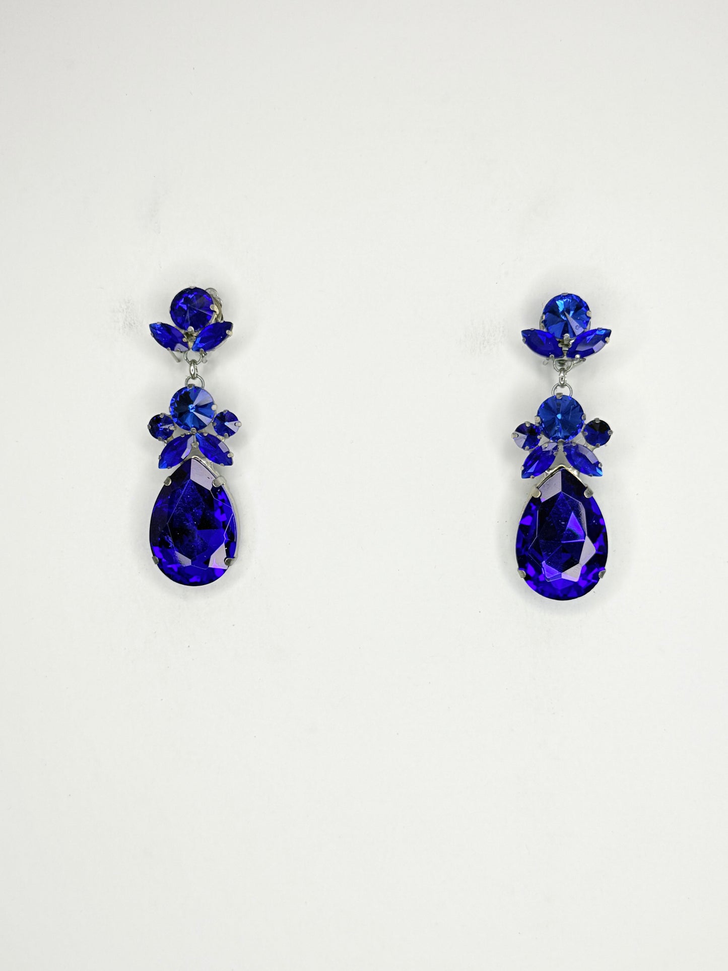 Cobalt & Clear Earrings - Small Cocktail Size