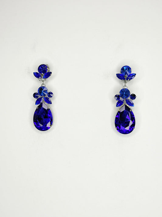 Cobalt & Clear Earrings - Small Cocktail Size