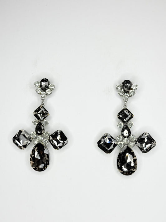 Grey & Clear Earrings - Medium Size