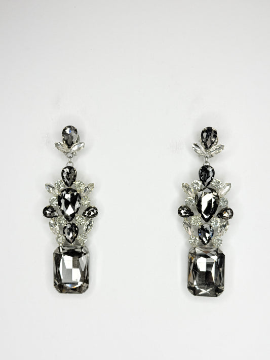 Grey & Clear Earrings - Large Size