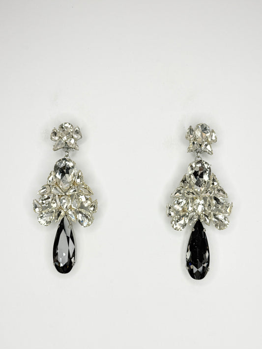 Grey Stiletto & Clear Earrings - Medium Size