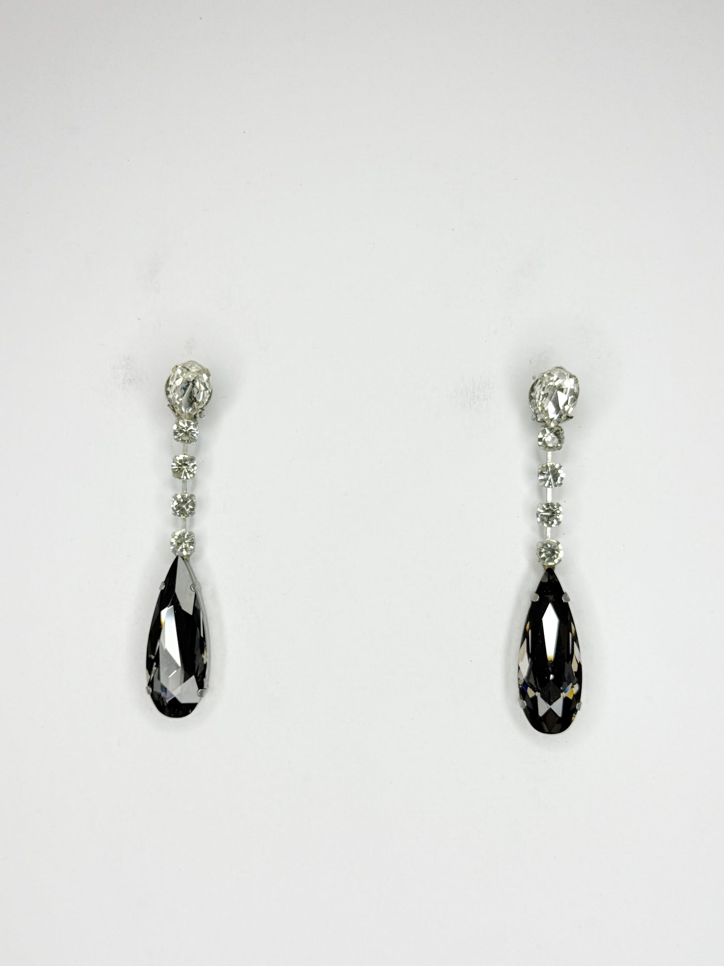 Grey Stiletto & Clear Earrings - Medium Size