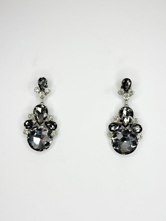 Grey & Clear Earrings - Small Cocktail Size