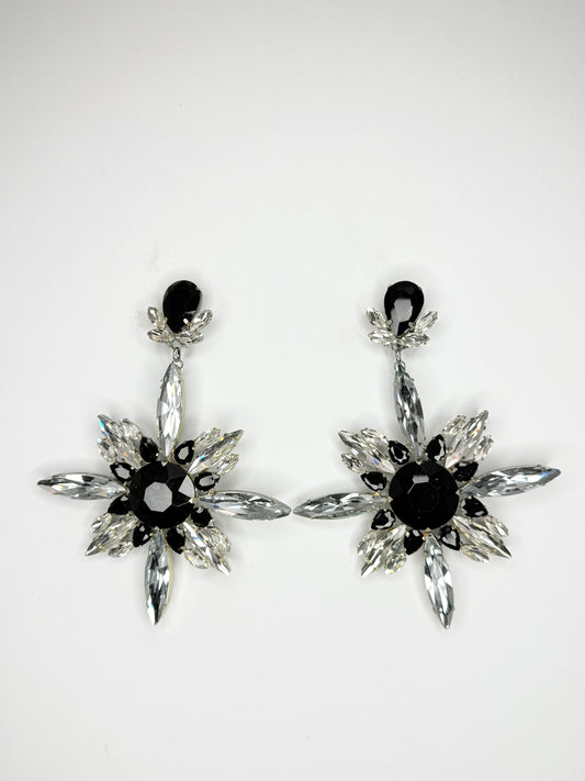 Black & Clear Earrings - XL Large Size