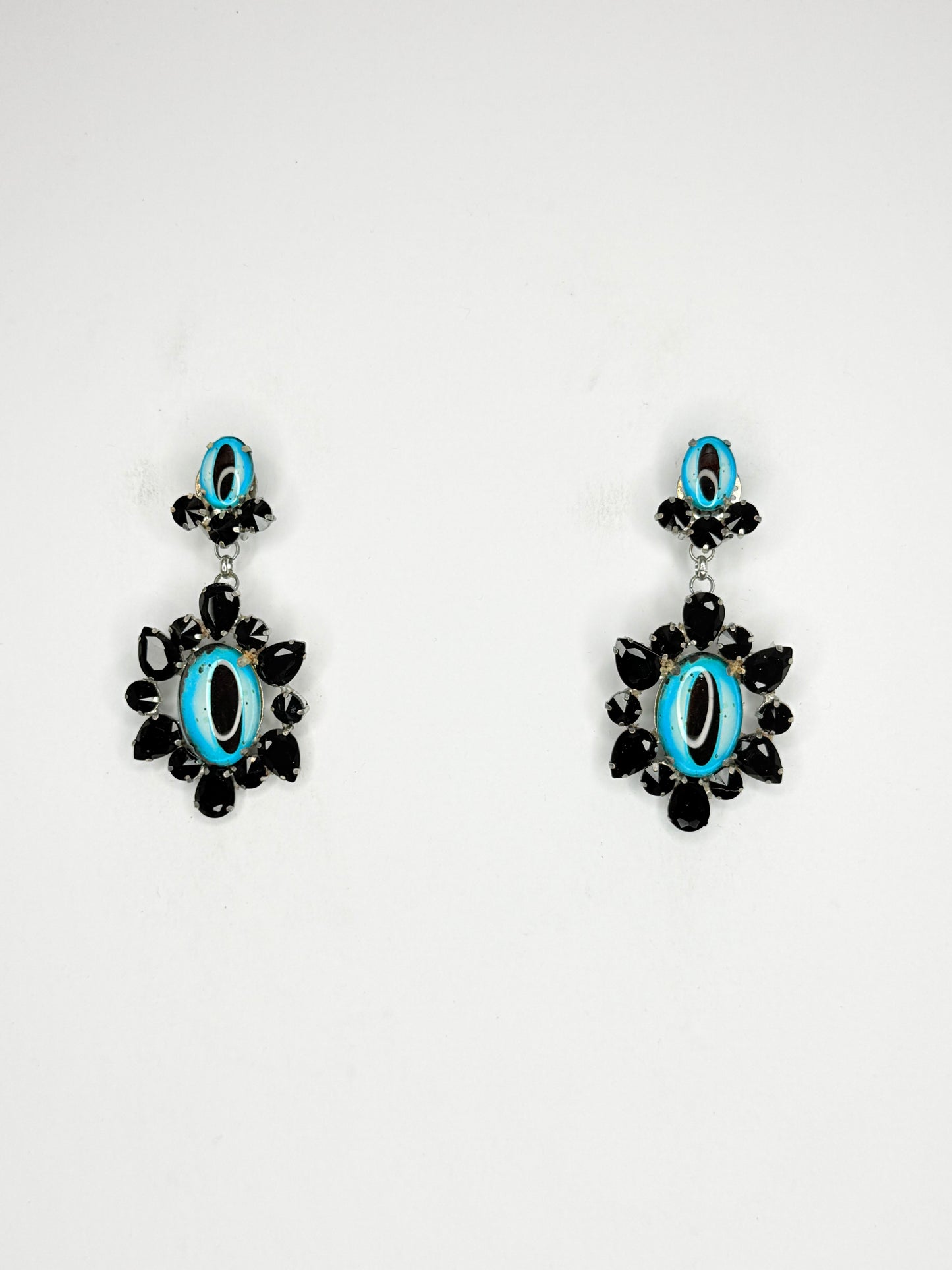 Black & Blue Eyeball Earrings - Medium Size