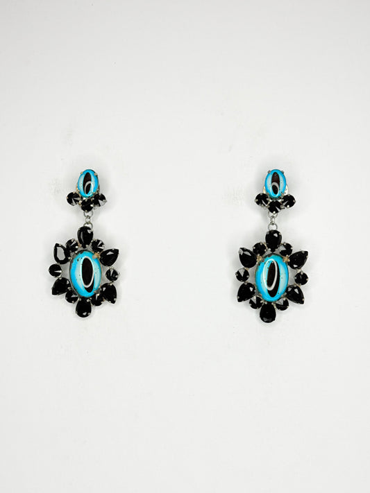 Black & Blue Eyeball Earrings - Medium Size