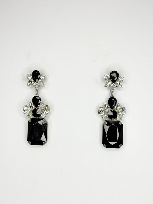 Black & Clear Earrings - Medium Size