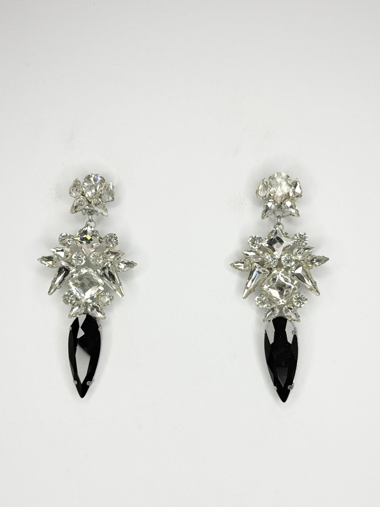 Black Stiletto & Clear Earrings - Medium Size