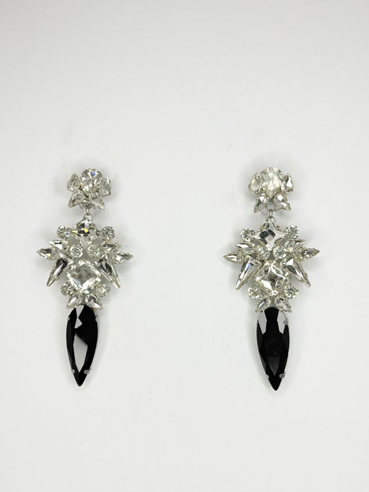 Black Stiletto & Clear Earrings - Medium Size