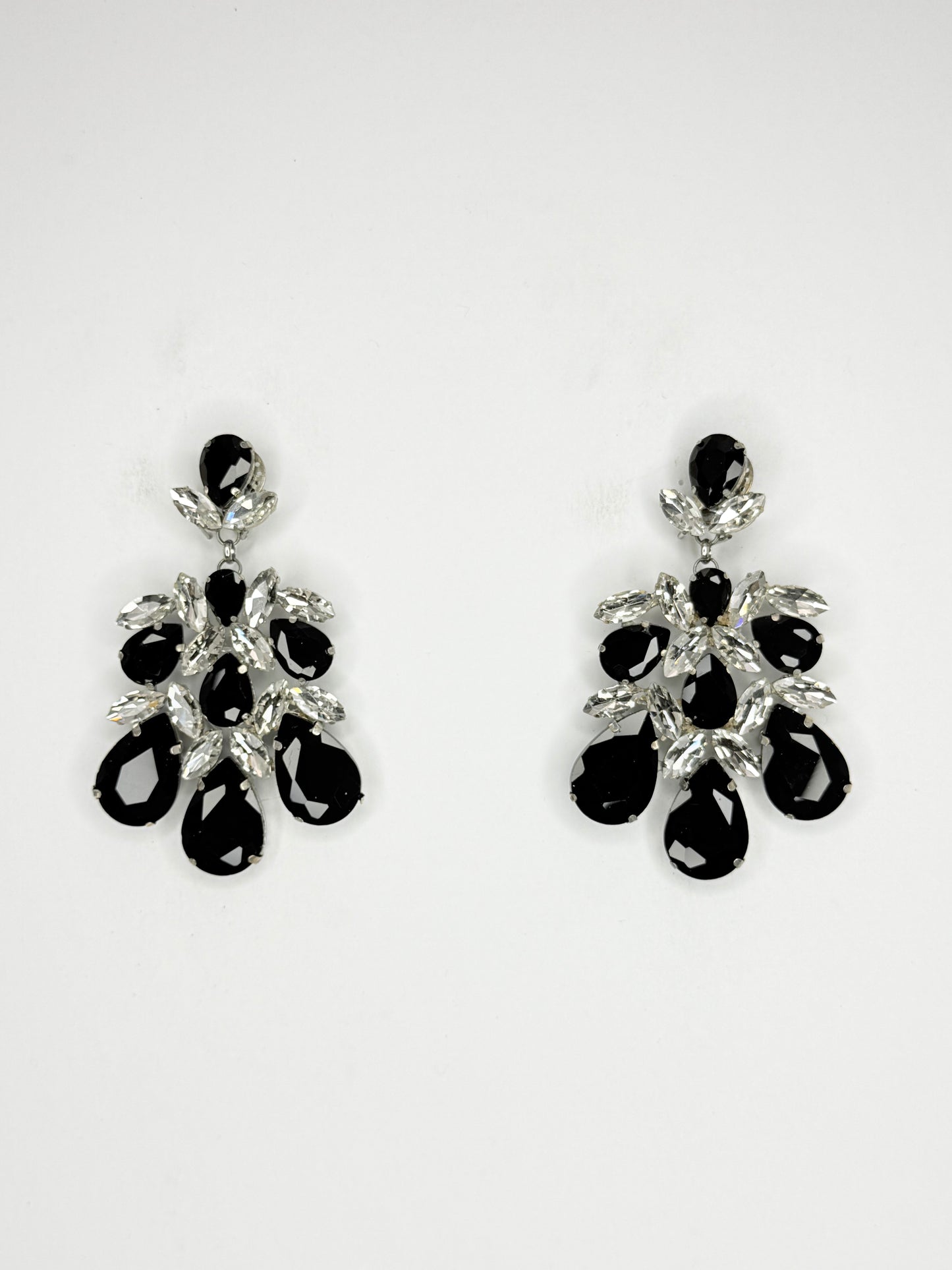 Black & Clear Earrings - Large Size