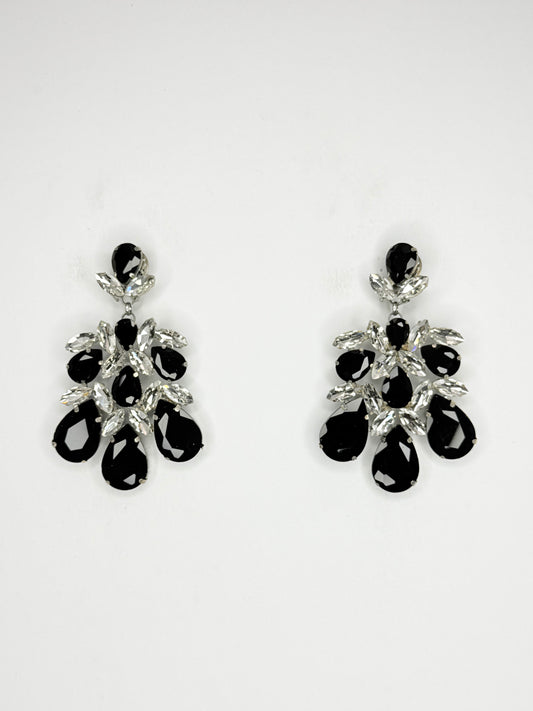 Black & Clear Earrings - Large Size
