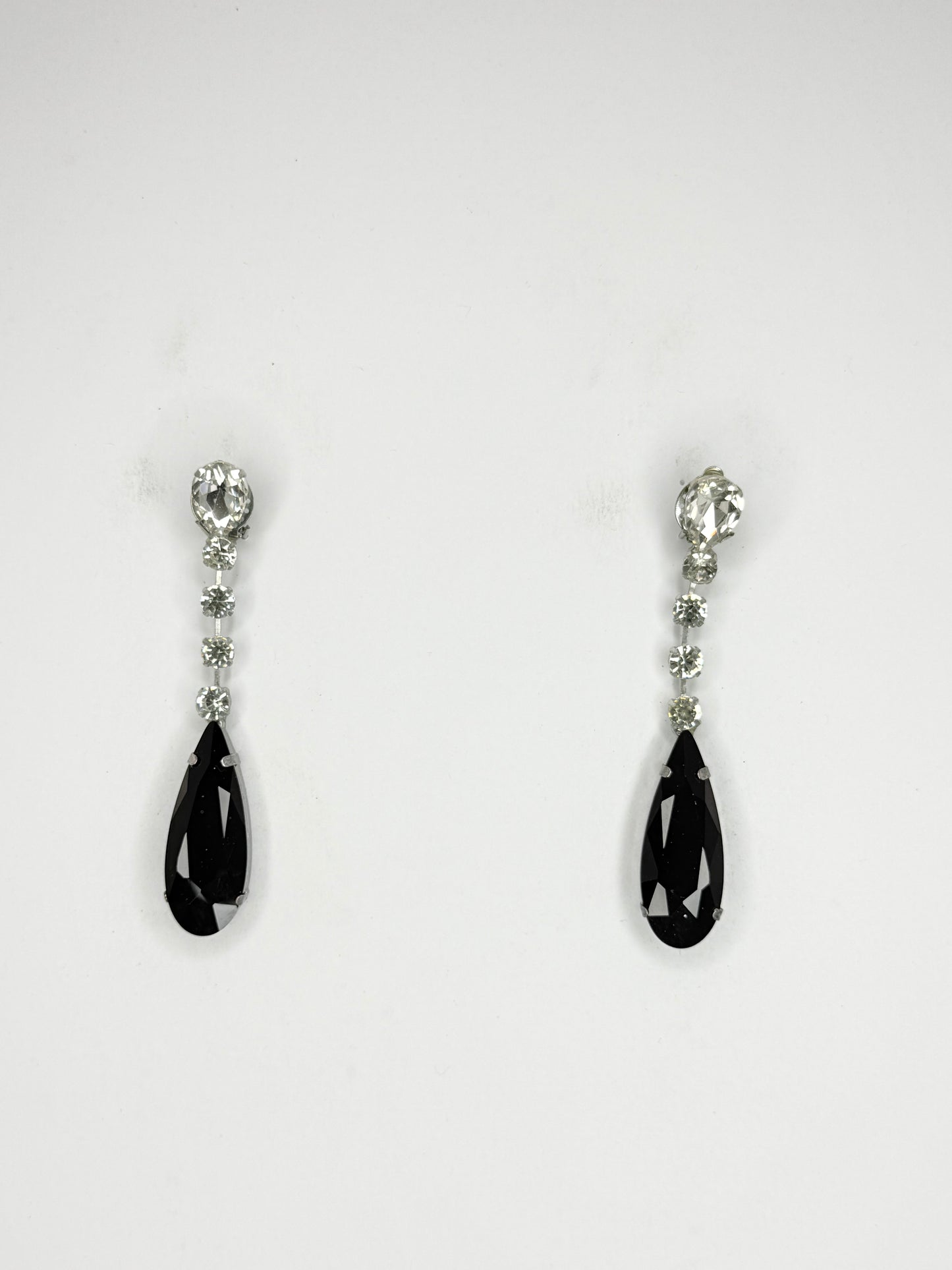 Black Stiletto & Clear Earrings - Small Cocktail Size