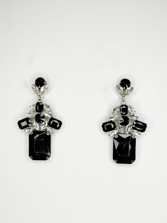 Black & Clear Earrings - Medium Size