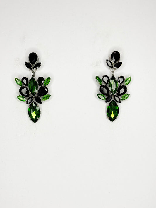 Emerald Green & Black Earrings - Medium Size