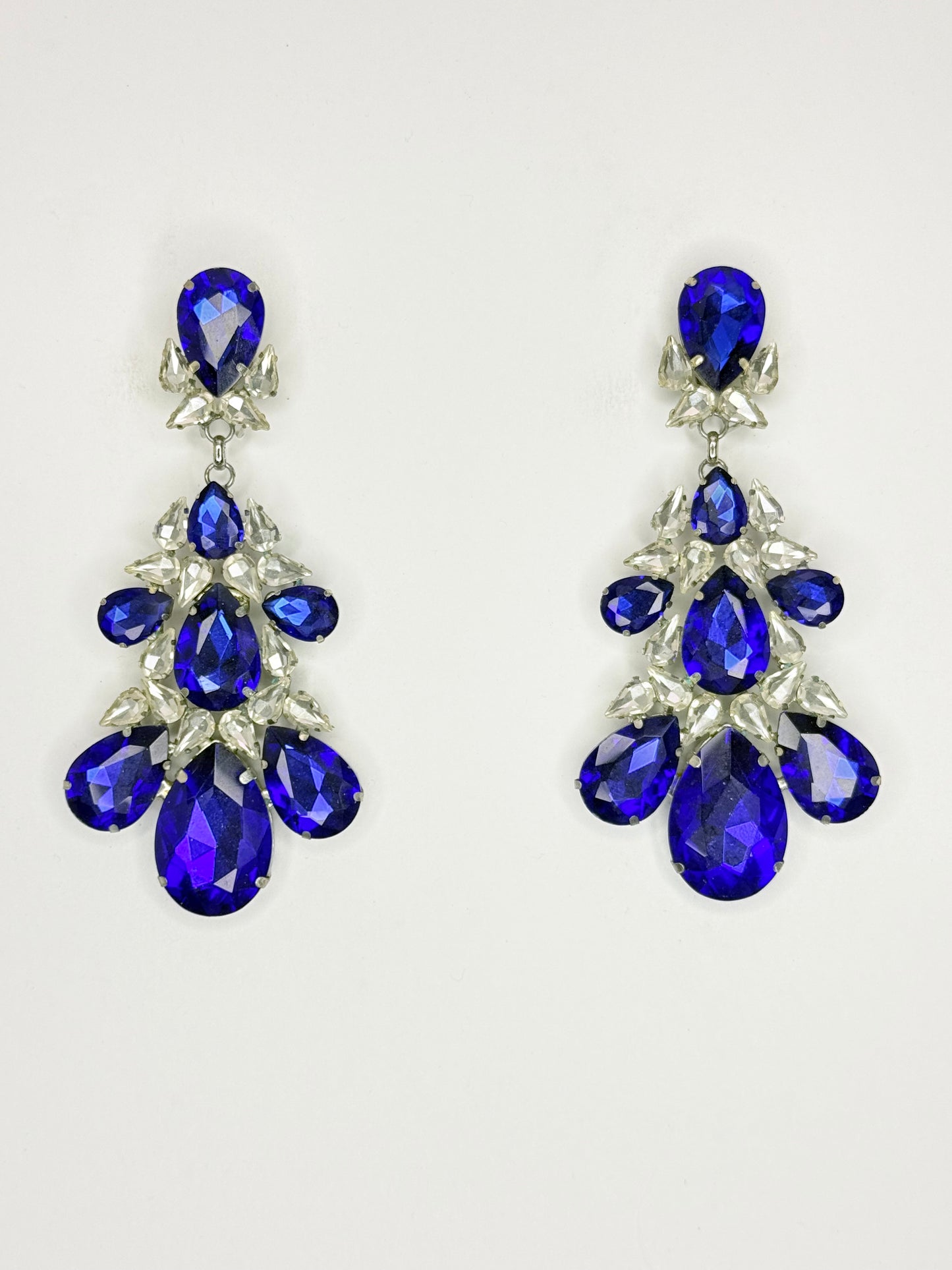 Cobalt Blue & Clear Earrings - Large Size