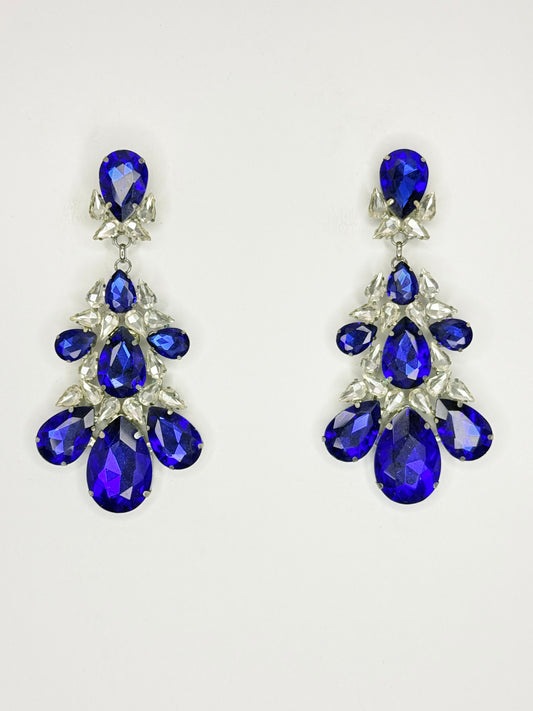 Cobalt Blue & Clear Earrings - Large Size